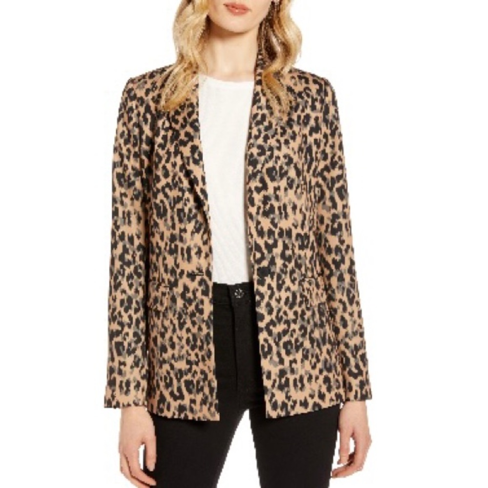 Halogen Single Button Blazer In Taupe Animal Prin… - image 1
